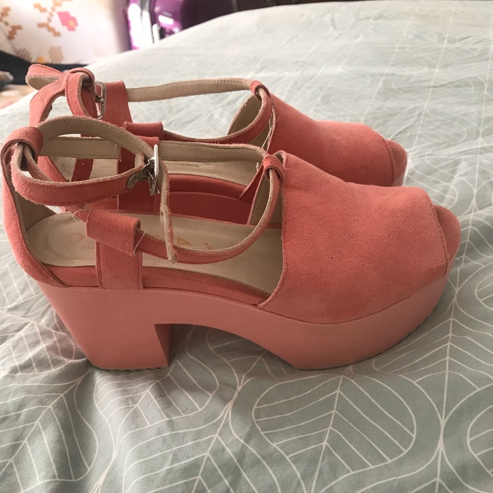 Ouigal Pink Suede platform shoes US8